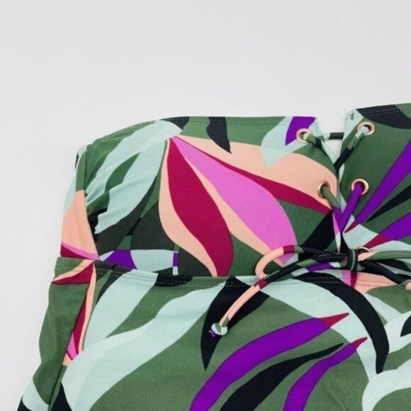 Hula Honey Medium Hyper Tropics Print Tankini Top 1398 - Picture 3 of 6